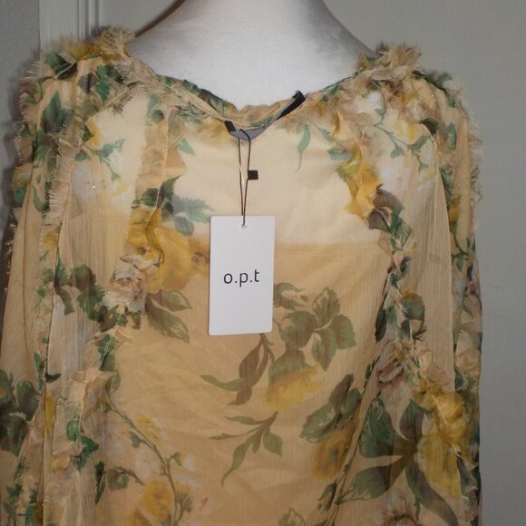ANTHROPOLOGIE O.P.T. MS SIZE X-LARGE FLORAL PRINT RHEA SHEER CHIFFON BLOUSE - Picture 9 of 10